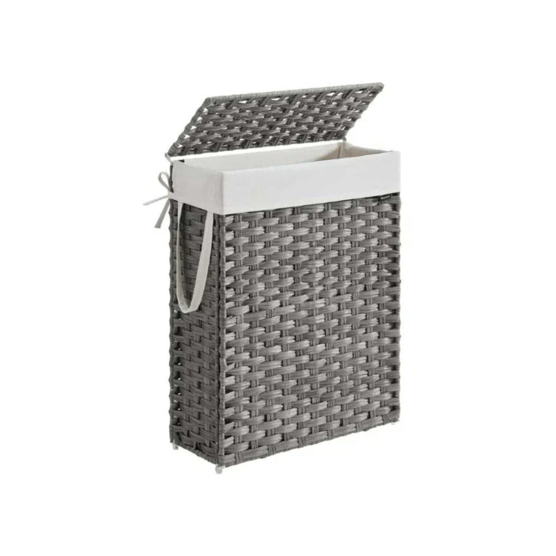 Slim Laundry Hamper With Lid 14.5 Gallon Rattan Basket – product view 2 | Stanwick Interiors