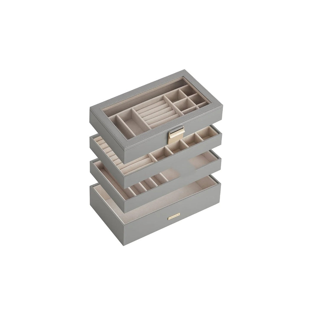 Stackable Jewelry Organizer Trays With Glass Lid 2 To 6 Tier – product view 5 | Stanwick Interiors