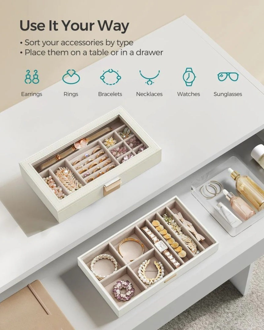 Stackable Jewelry Organizer Trays With Glass Lid 2 To 6 Tier – product view 10 | Stanwick Interiors