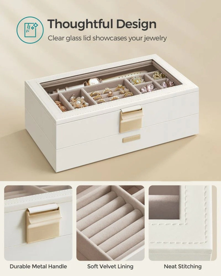 Stackable Jewelry Organizer Trays With Glass Lid 2 To 6 Tier – product view 12 | Stanwick Interiors