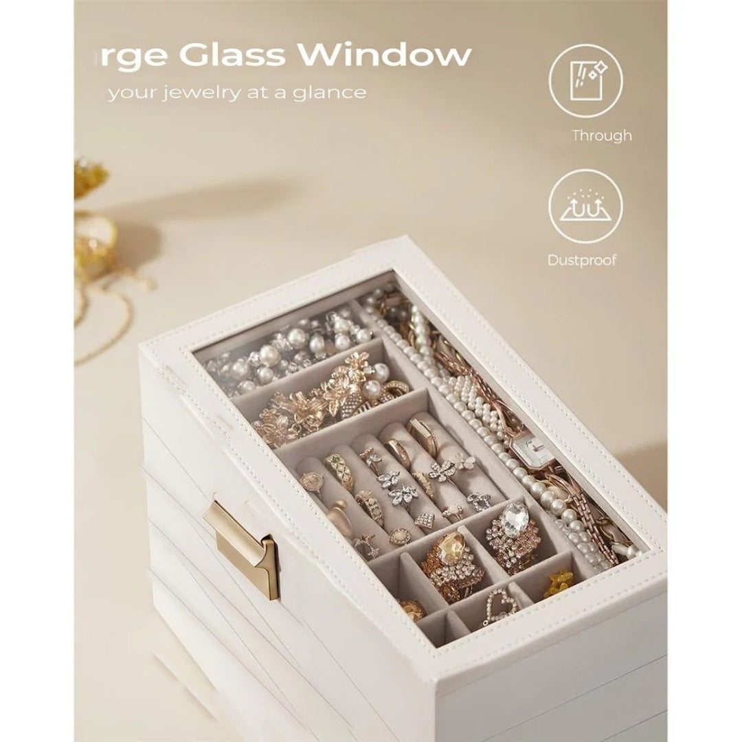 Stackable Jewelry Organizer Trays With Glass Lid 2 To 6 Tier – product view 16 | Stanwick Interiors