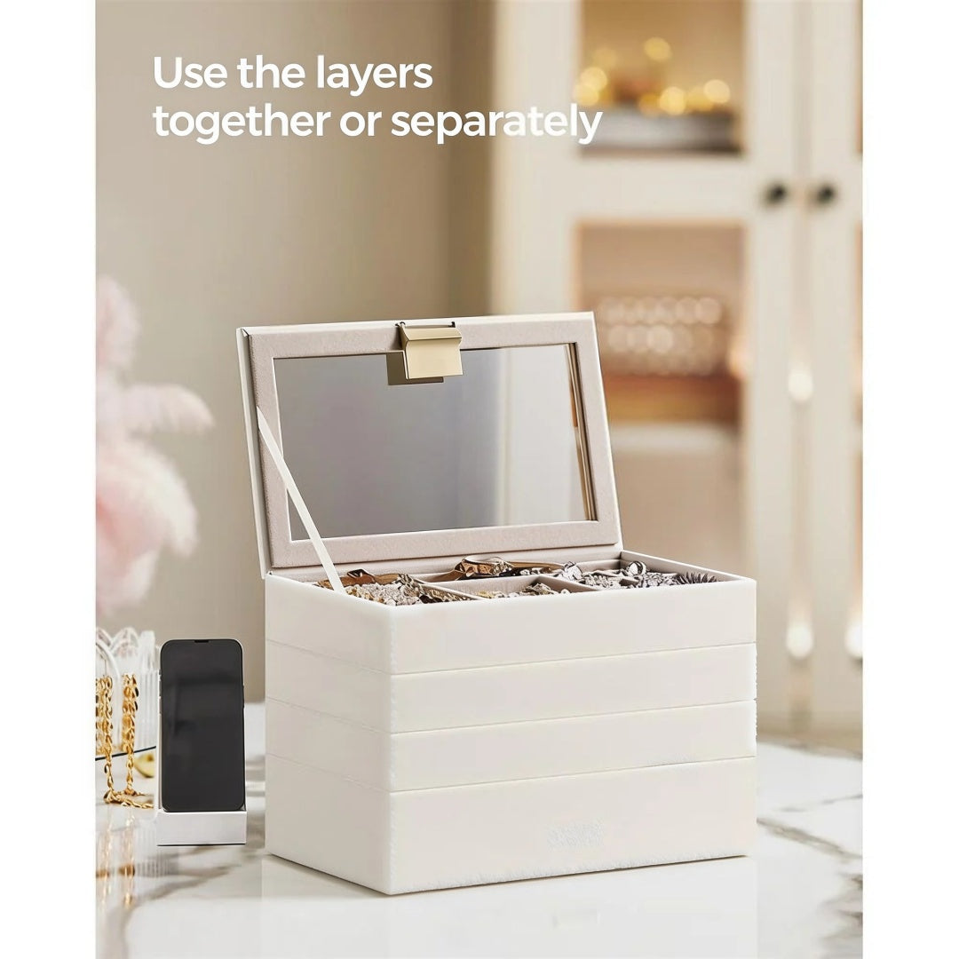 Stackable Jewelry Organizer Trays With Glass Lid 2 To 6 Tier – product view 17 | Stanwick Interiors