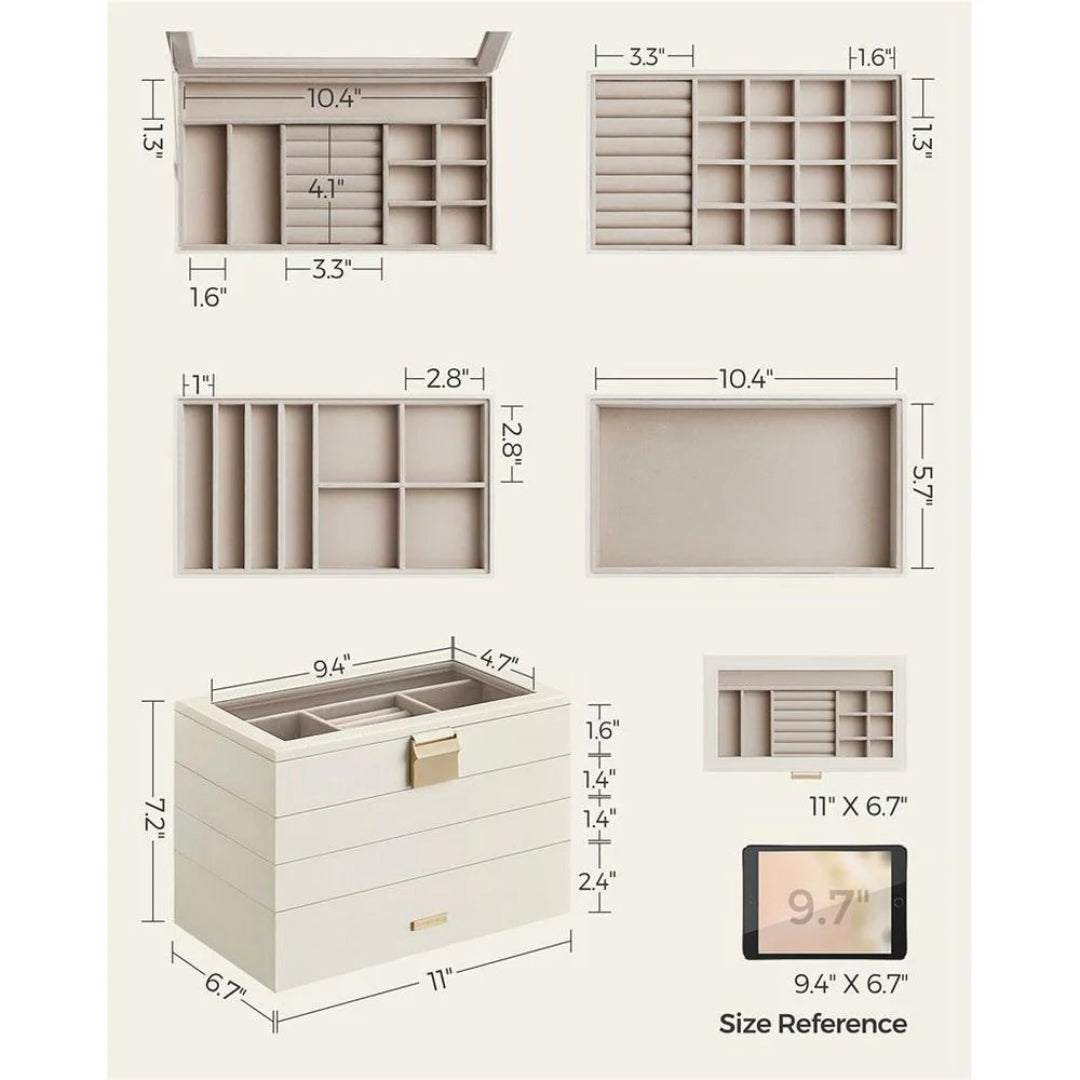 Stackable Jewelry Organizer Trays With Glass Lid 2 To 6 Tier – product view 18 | Stanwick Interiors