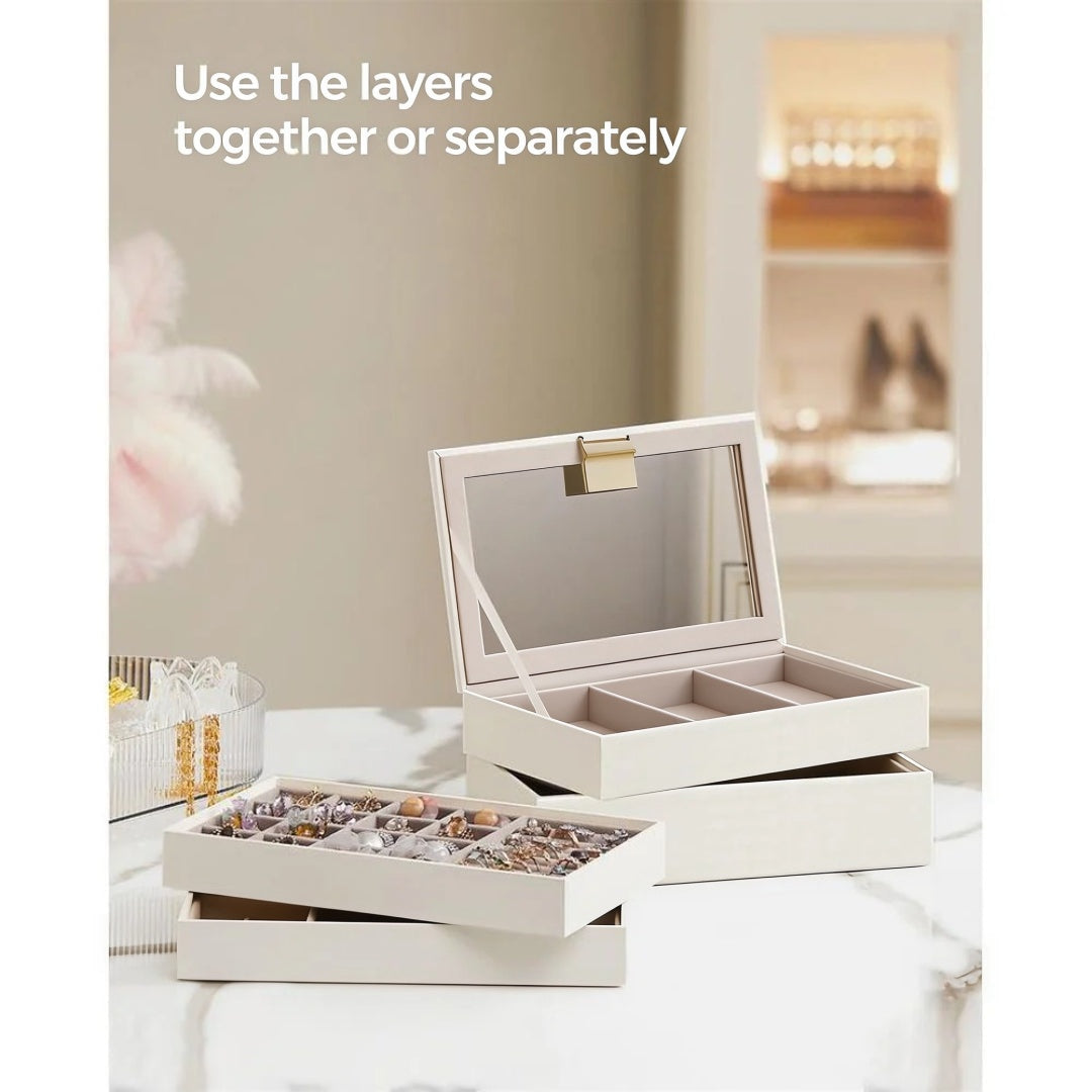 Stackable Jewelry Organizer Trays With Glass Lid 2 To 6 Tier – product view 19 | Stanwick Interiors