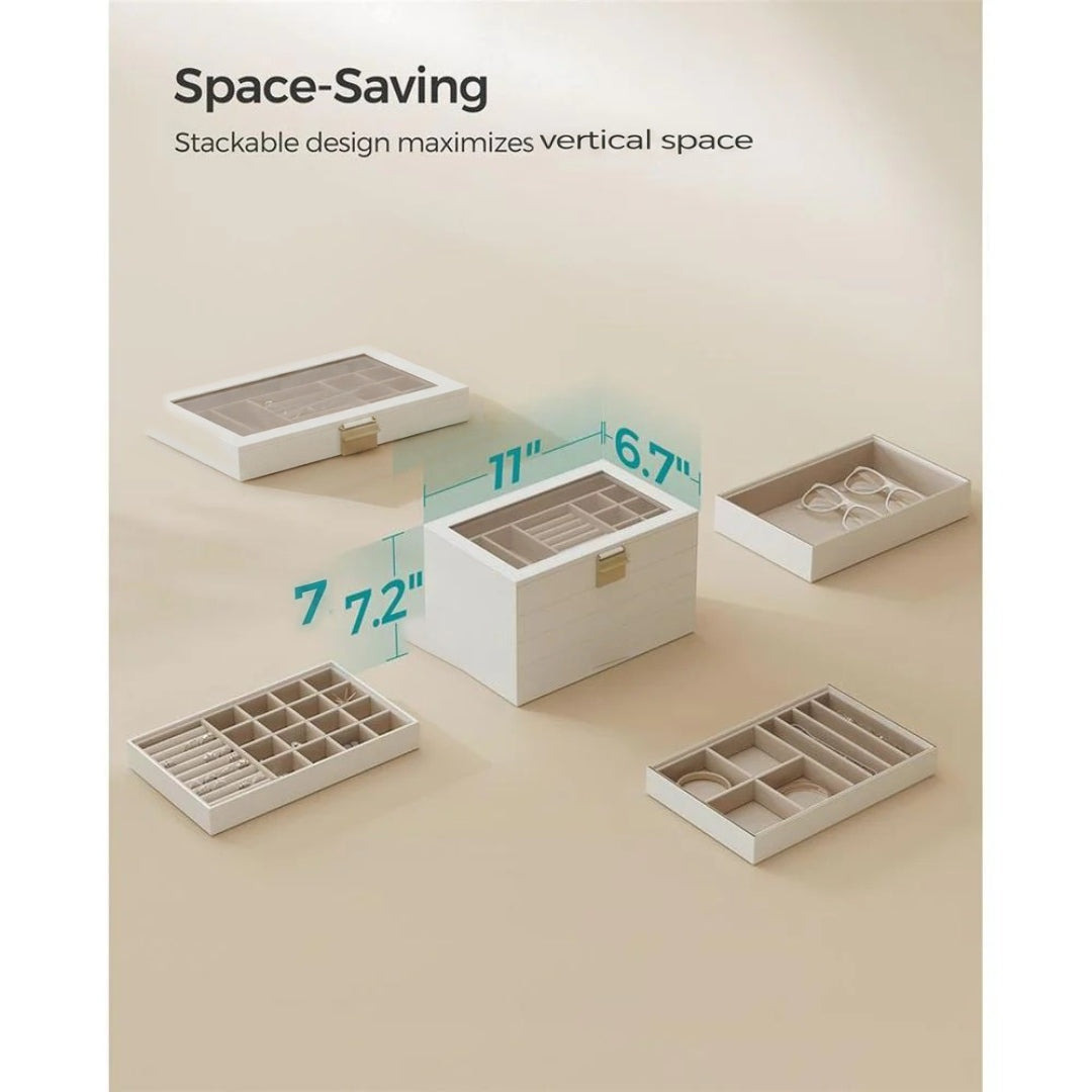 Stackable Jewelry Organizer Trays With Glass Lid 2 To 6 Tier – product view 20 | Stanwick Interiors