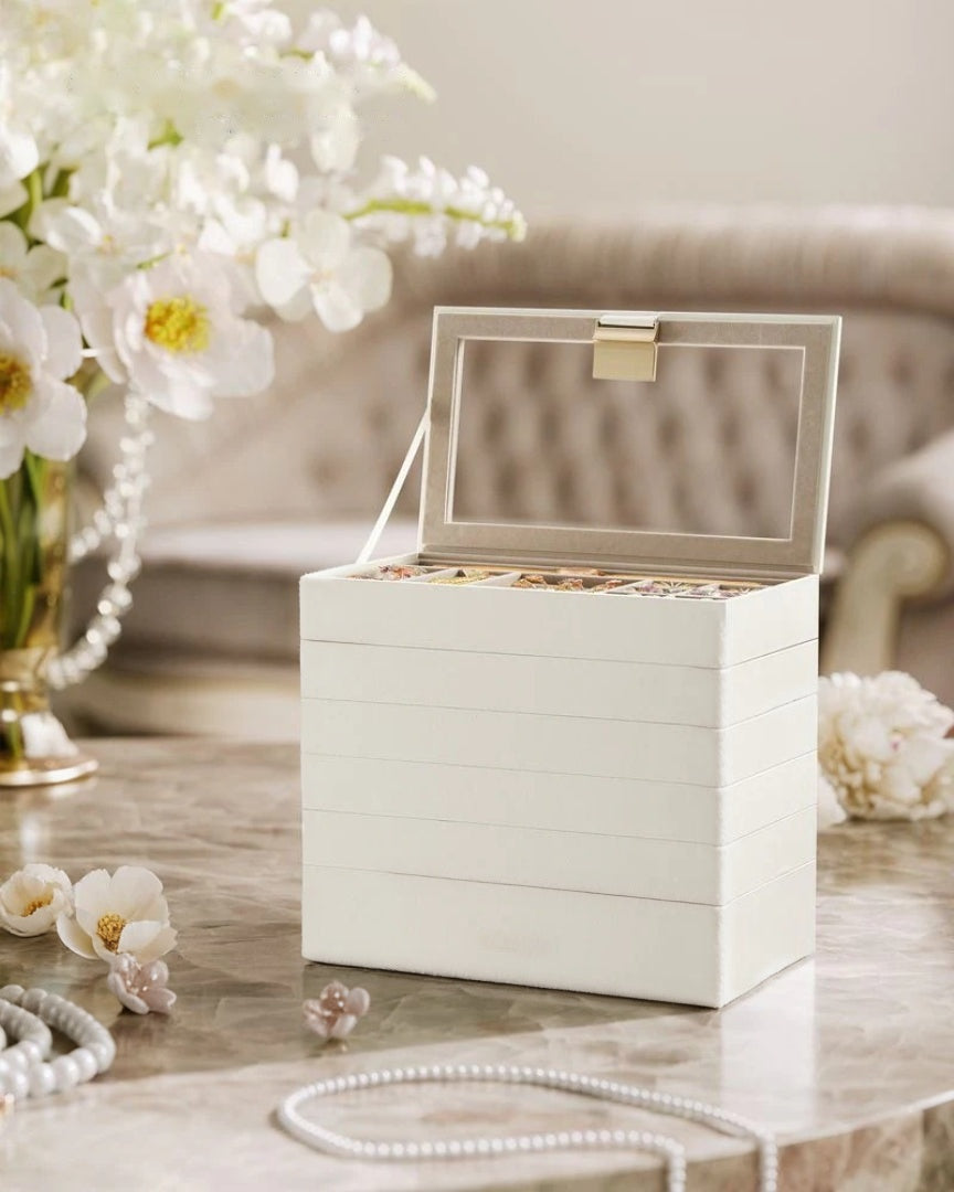 Stackable Jewelry Organizer Trays With Glass Lid 2 To 6 Tier – product view 23 | Stanwick Interiors