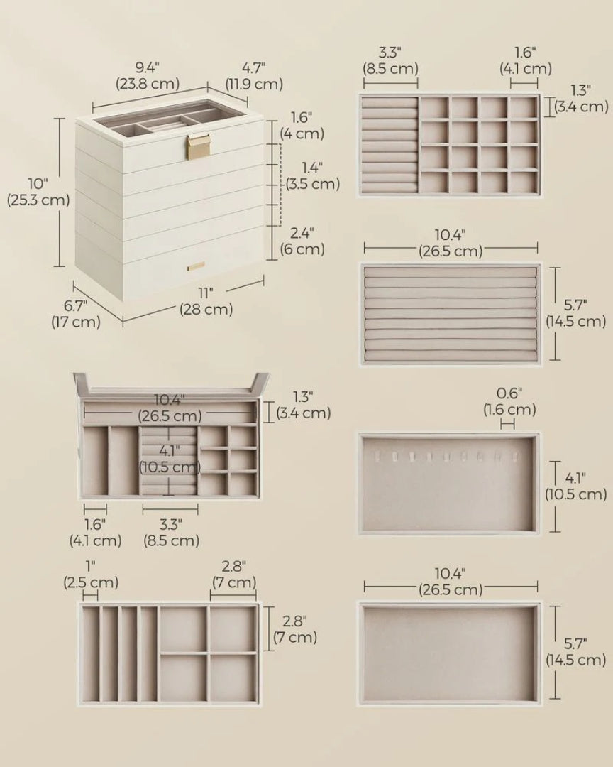 Stackable Jewelry Organizer Trays With Glass Lid 2 To 6 Tier – product view 24 | Stanwick Interiors