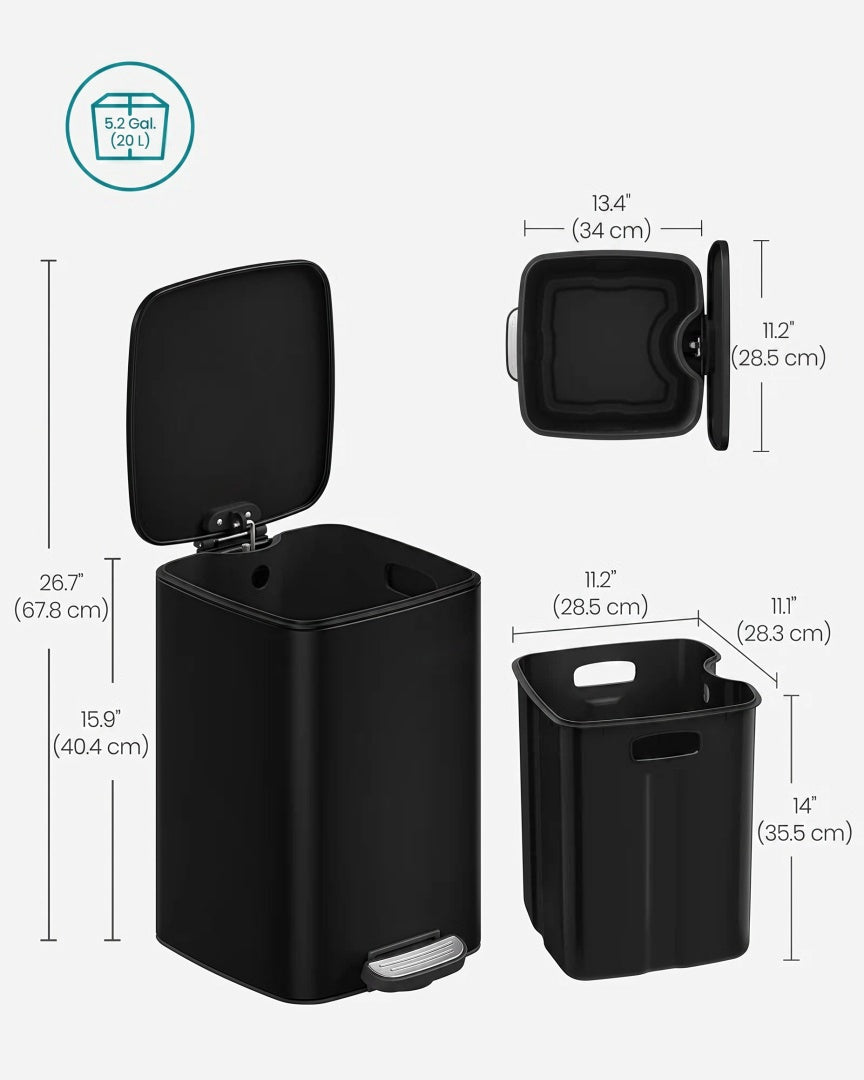 Stainless Steel Step Trash Can with Inner Bucket – product view 12 | Stanwick Interiors