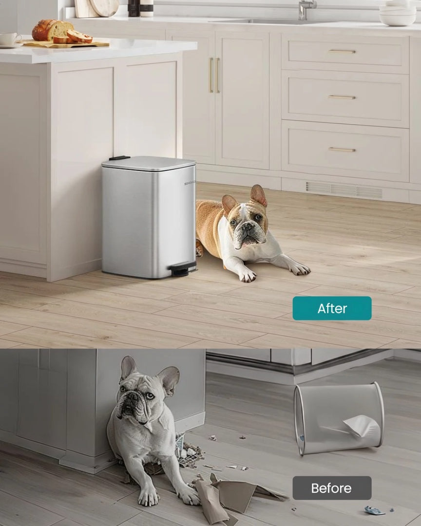 Stainless Steel Step Trash Can with Inner Bucket – product view 18 | Stanwick Interiors