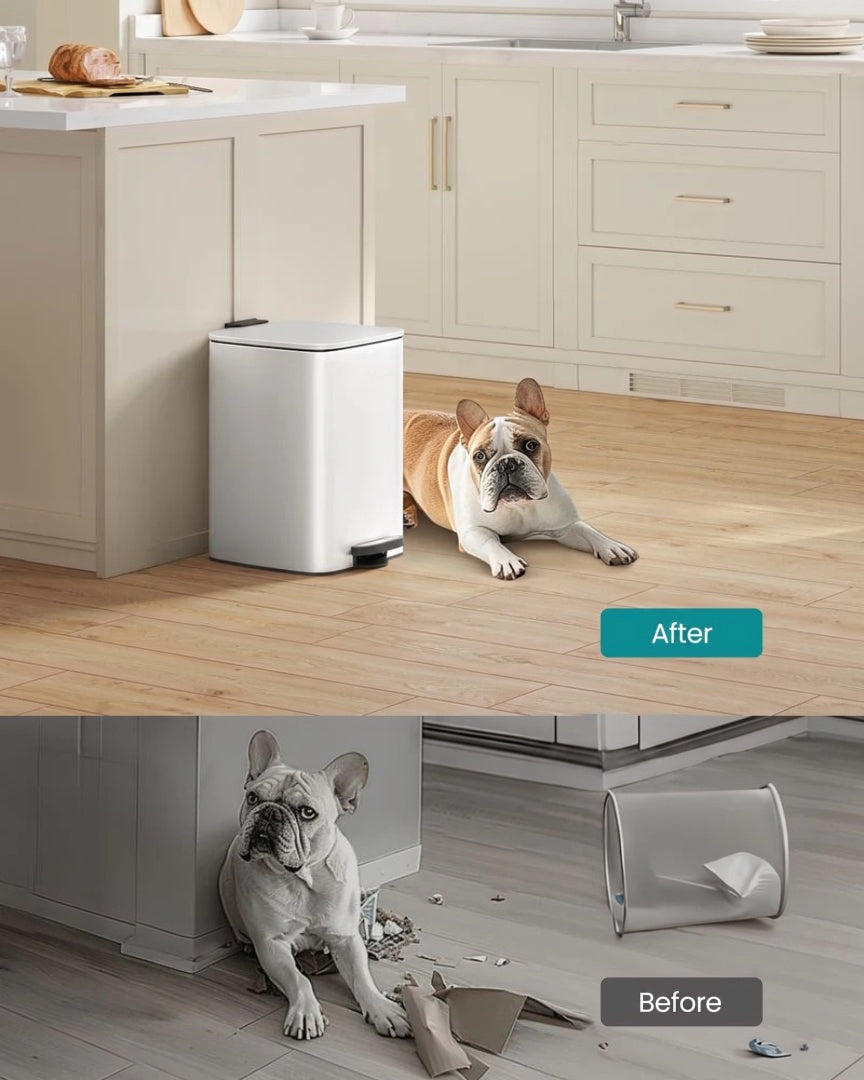 Stainless Steel Step Trash Can with Inner Bucket – product view 27 | Stanwick Interiors