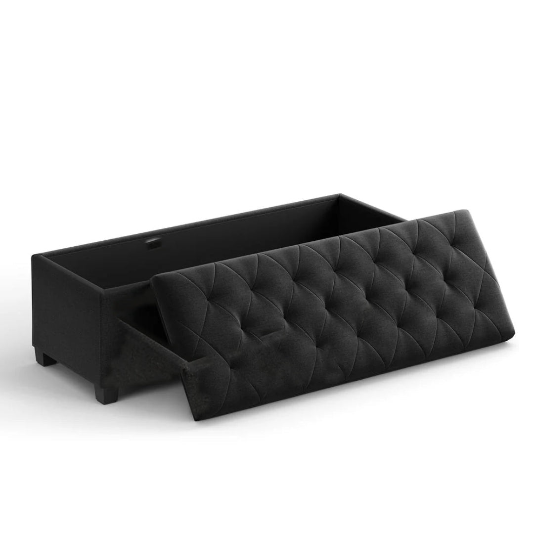 43.3 Inch Storage Ottoman Bench With Legs & Flip Lid Upholstered – product view 2 | Stanwick Interiors