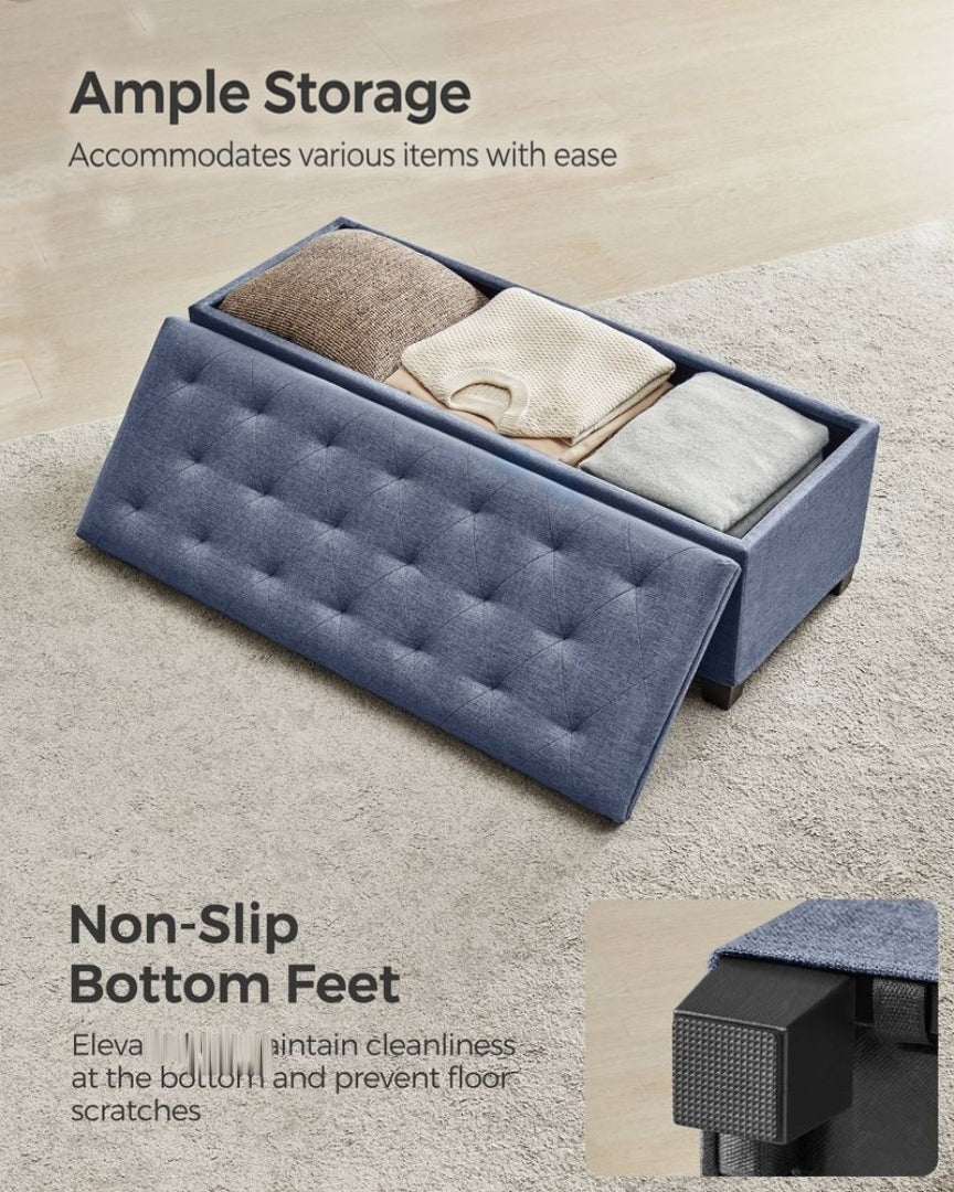43.3 Inch Storage Ottoman Bench With Legs & Flip Lid Upholstered – product view 11 | Stanwick Interiors