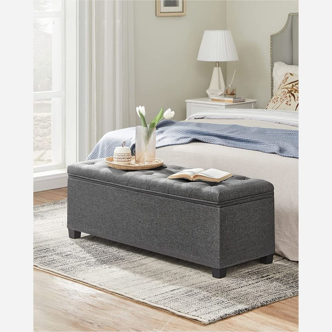 43.3 Inch Storage Ottoman Bench With Legs & Flip Lid Upholstered – product view 12 | Stanwick Interiors