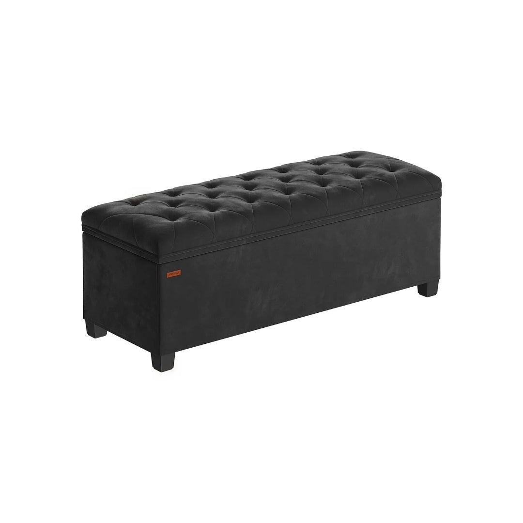 43 Inch Storage Ottoman Bench With Legs & Flip Lid Upholstered – product view 2 | Stanwick Interiors