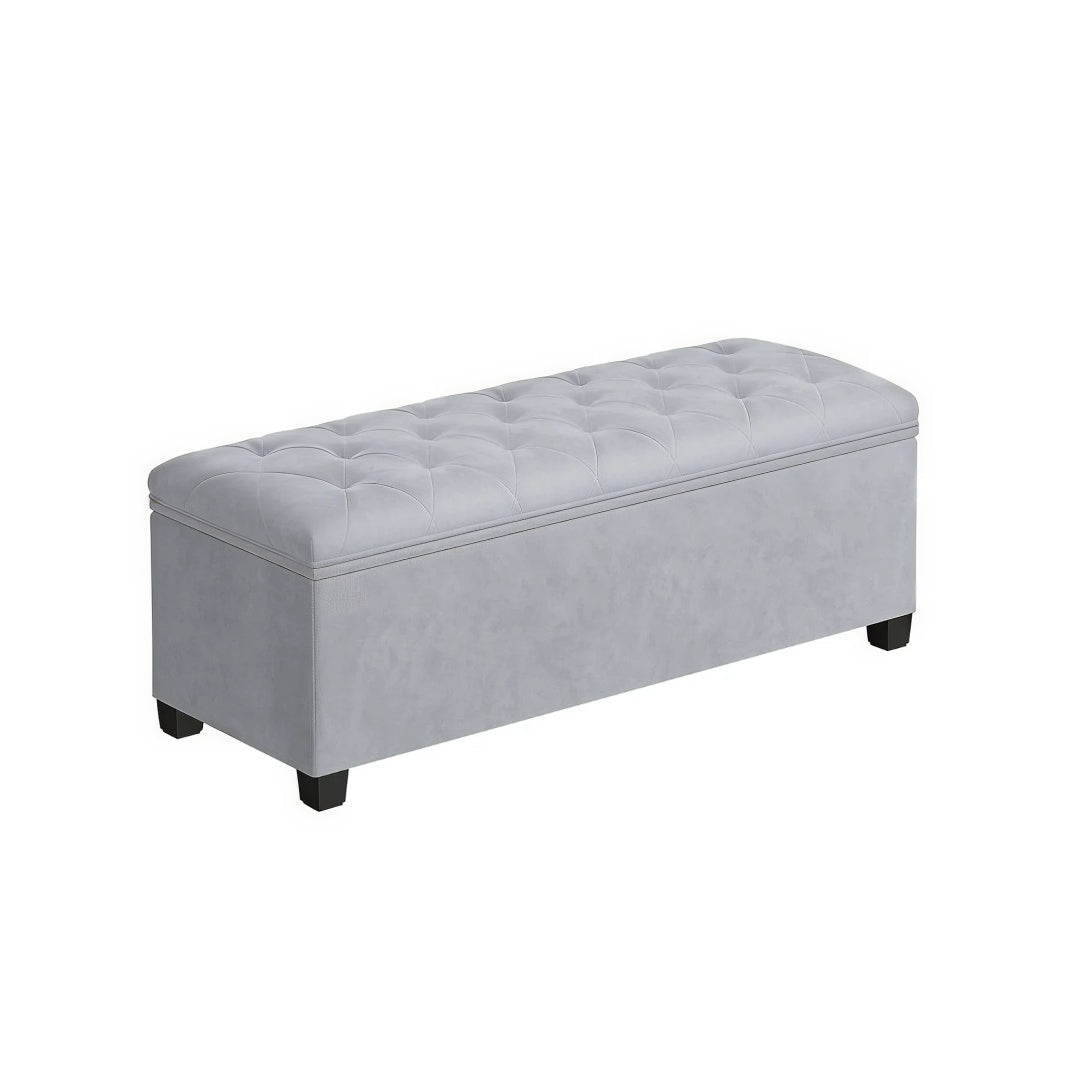 43 Inch Storage Ottoman Bench With Legs & Flip Lid Upholstered – product view 4 | Stanwick Interiors