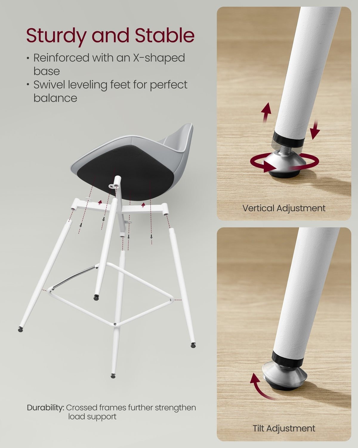 Synthetic Leather Bar Stools With Back - product photo 09