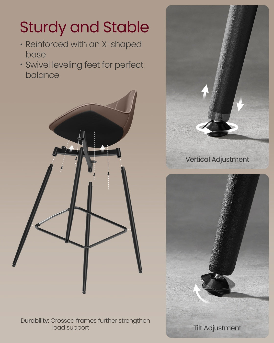 Synthetic Leather Bar Stools With Back - product photo 58
