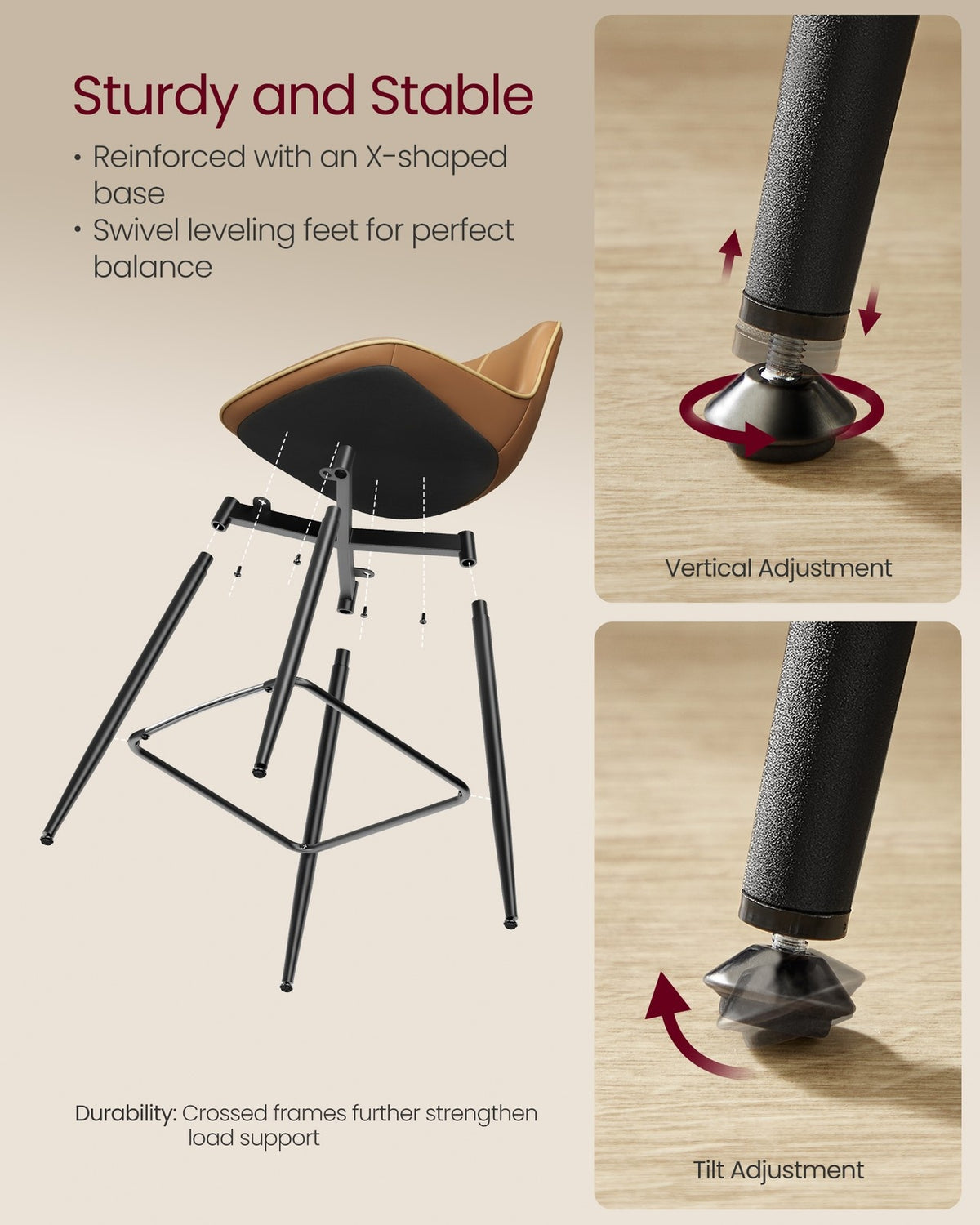 Synthetic Leather Bar Stools With Back - product photo 75