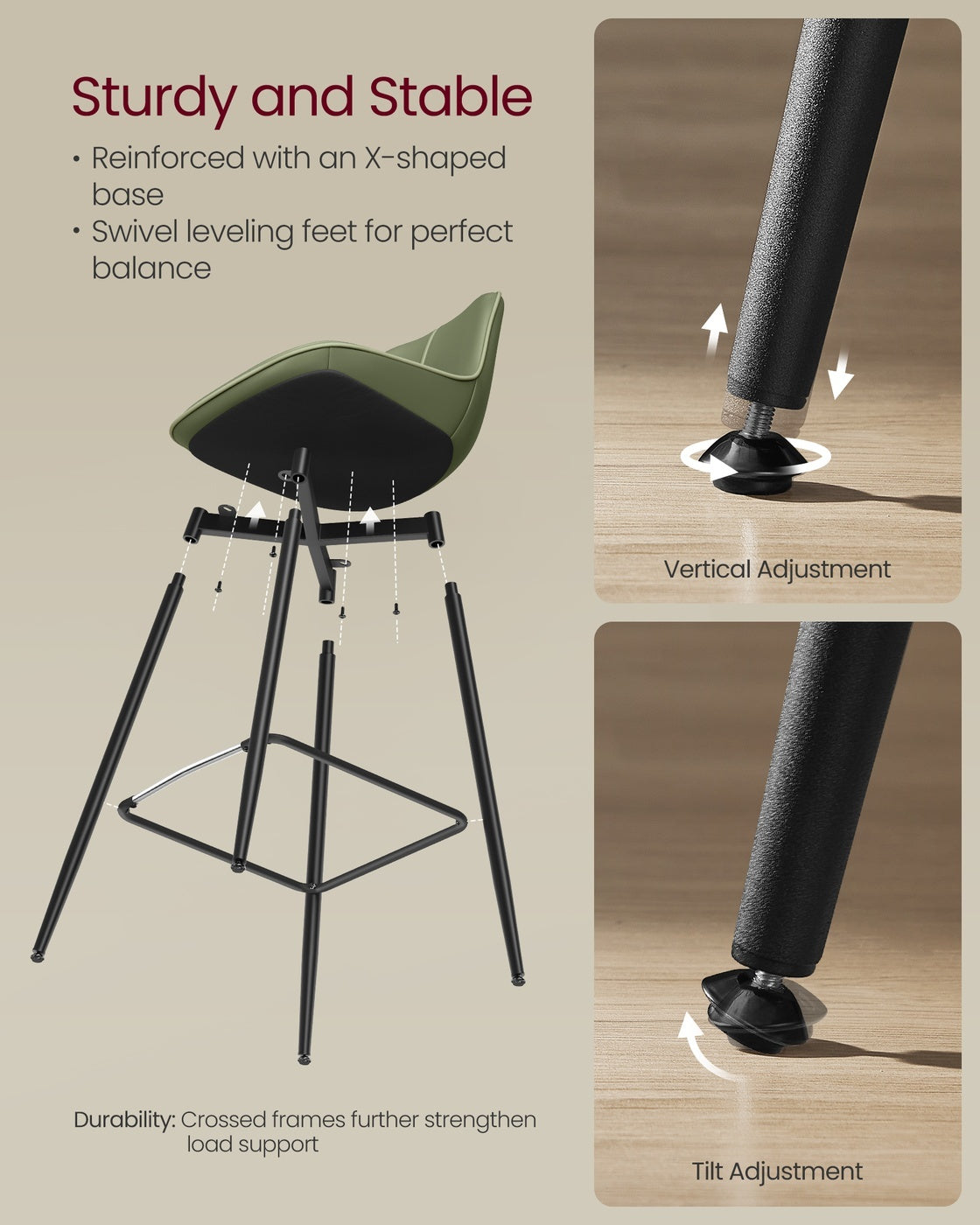 Synthetic Leather Bar Stools With Back - product photo 95