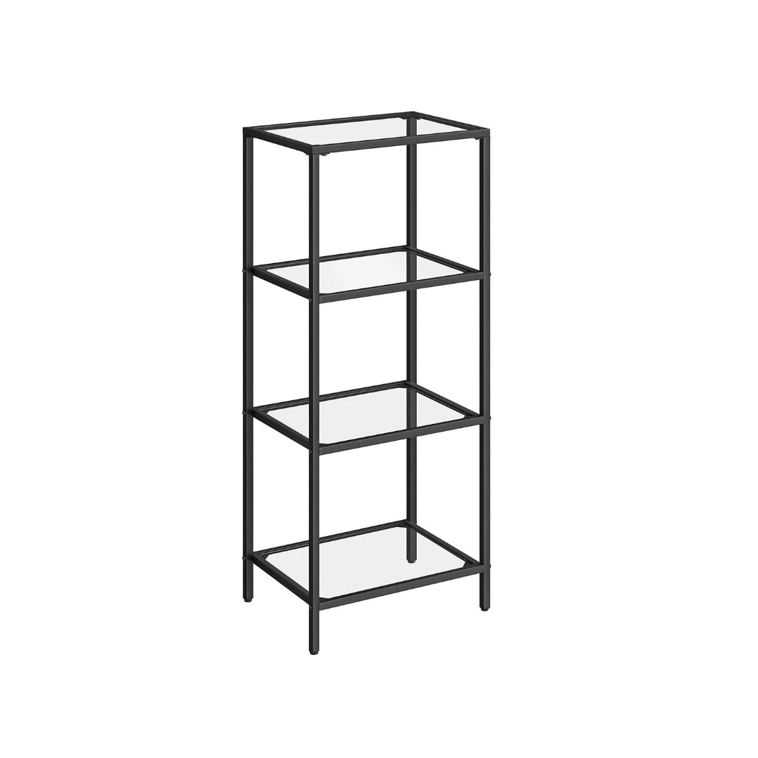 Tempered Glass Bookcase 4 Or 5 Tier Slim Shelving Unit – product view 1 | Stanwick Interiors