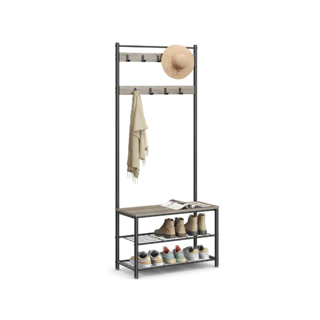 Coat Rack With Shoe Storage Bench And 9 Hooks Entryway Hall Tree – product view 1 | Stanwick Interiors