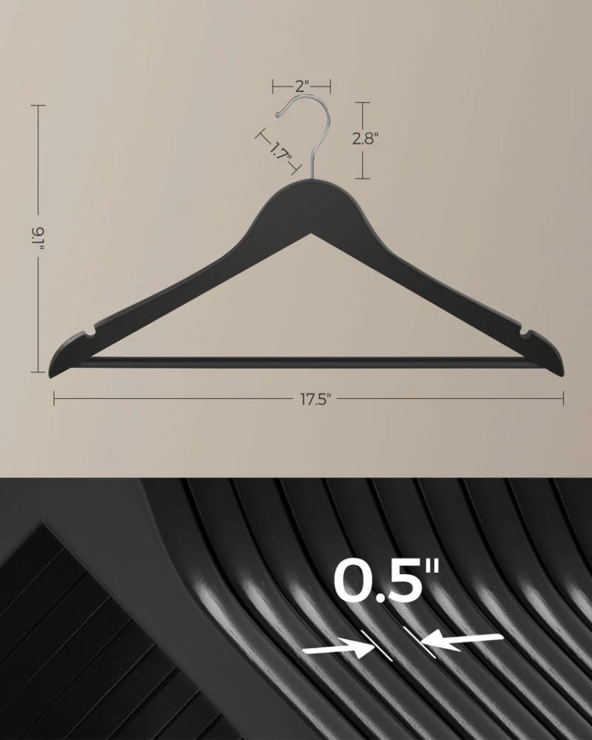 Wood Coat Hangers 20 Pack With Shoulder Notches – product view 10 | Stanwick Interiors