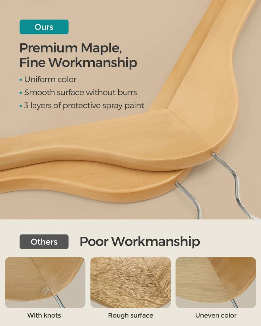 Wood Coat Hangers 20 Pack With Shoulder Notches – product view 12 | Stanwick Interiors