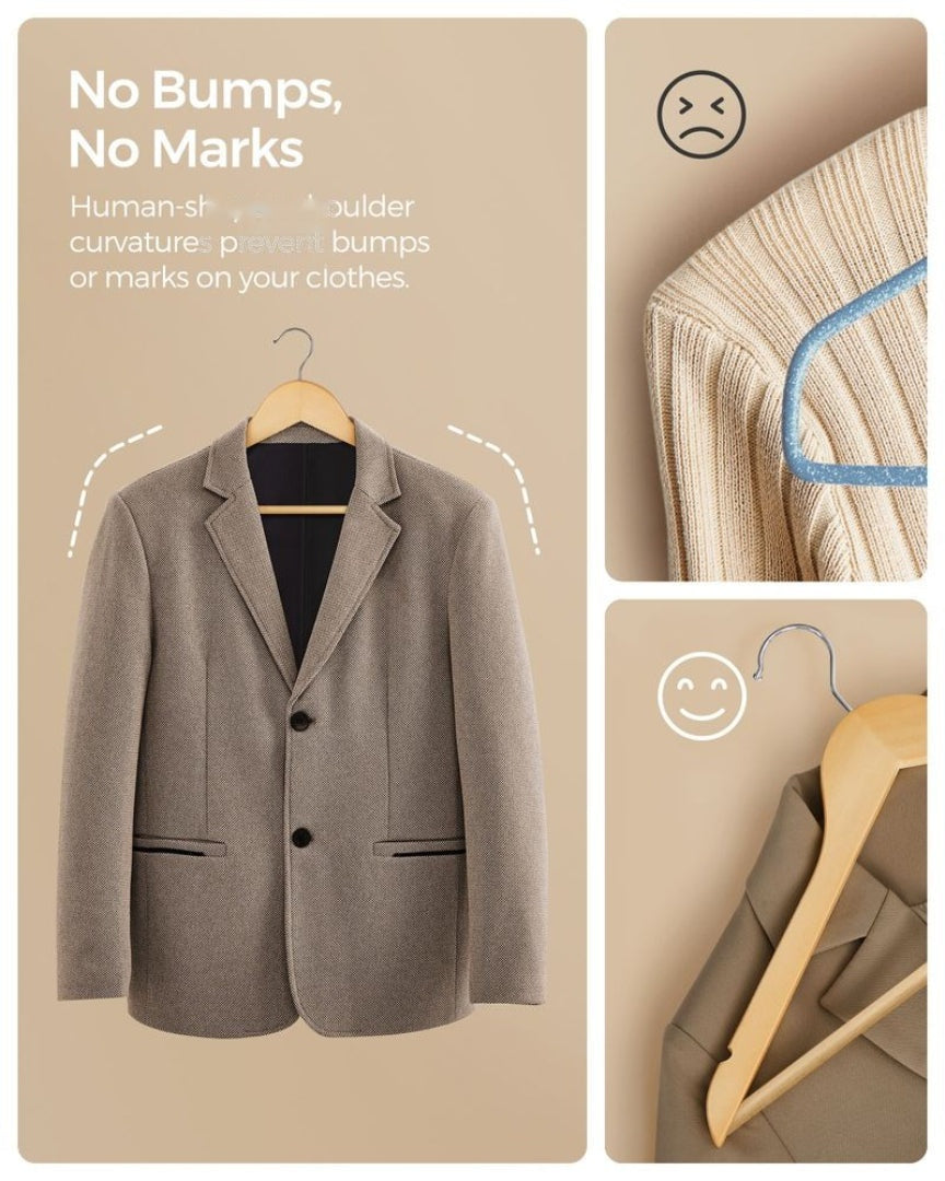 Wood Coat Hangers 20 Pack With Shoulder Notches – product view 14 | Stanwick Interiors