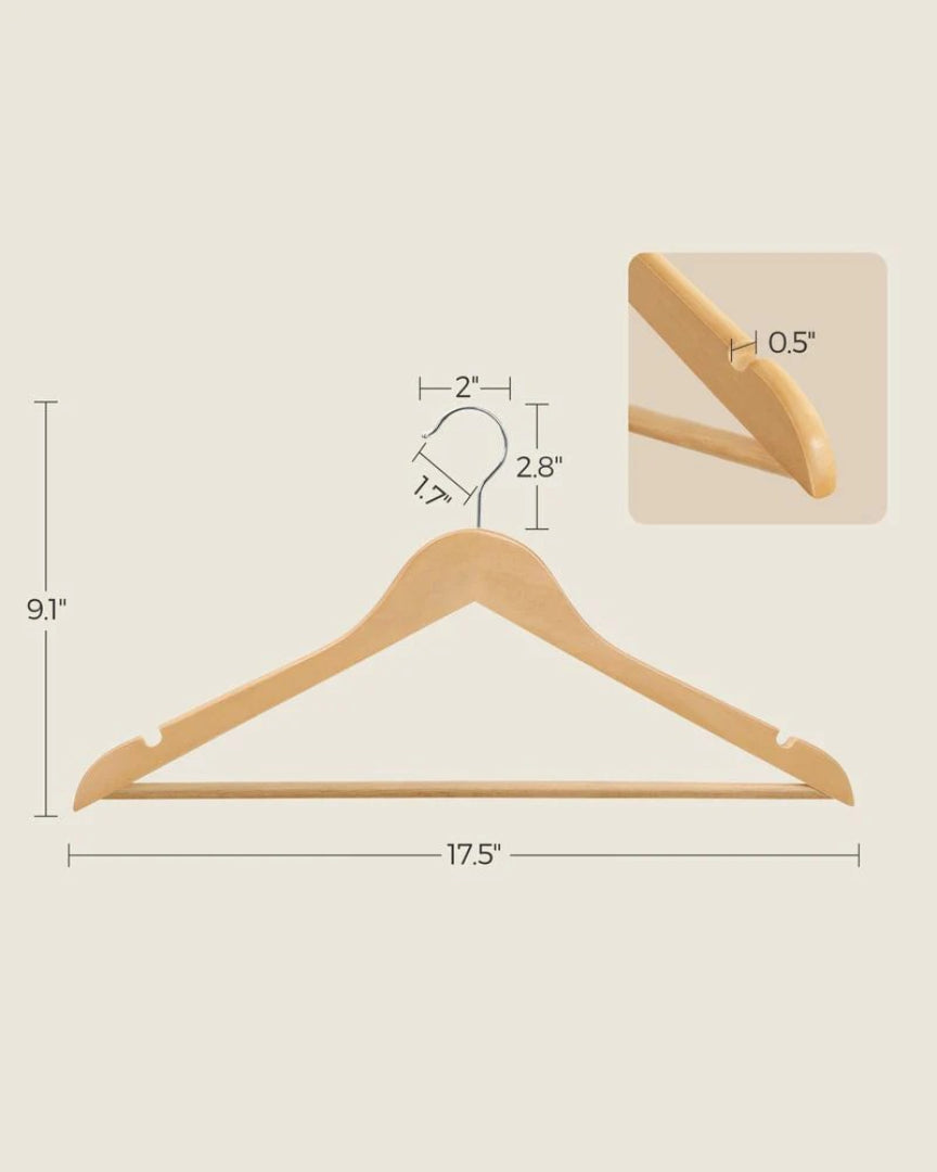 Wood Coat Hangers 20 Pack With Shoulder Notches – product view 16 | Stanwick Interiors