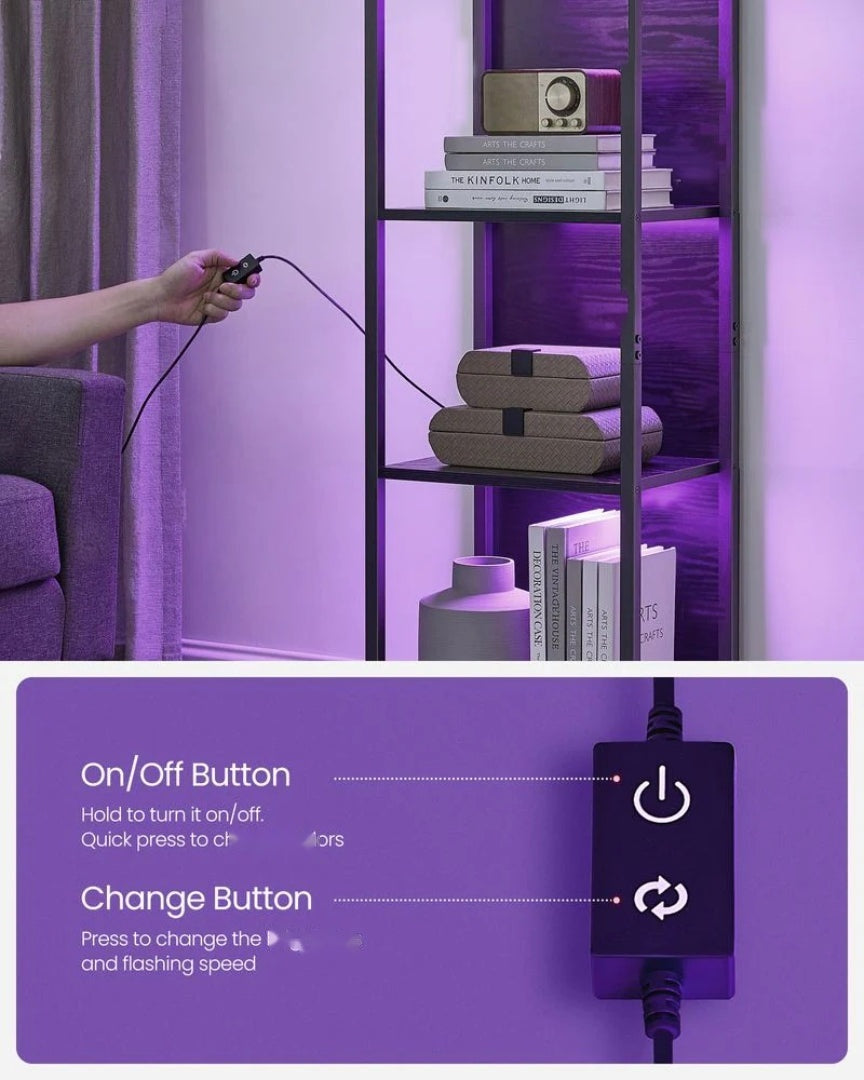 6 Tier LED Bookshelf With Dimmable Lights – product view 5 | Stanwick Interiors