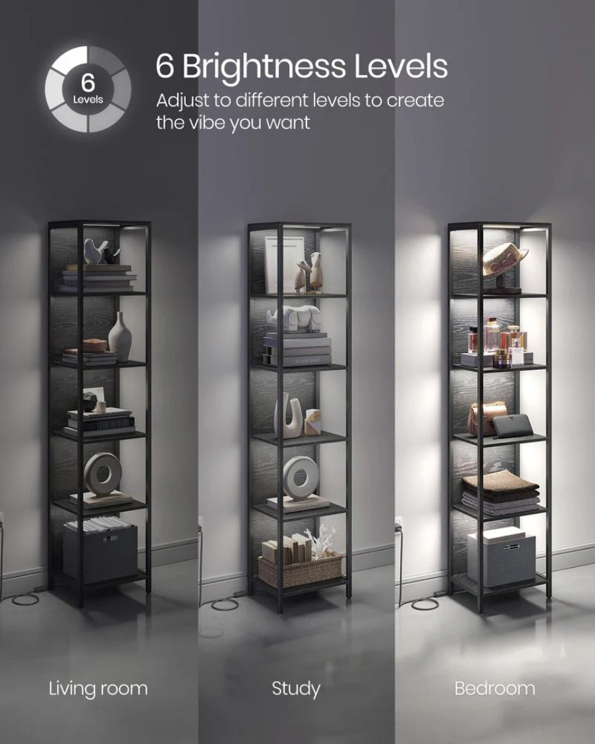 6 Tier LED Bookshelf With Dimmable Lights – product view 7 | Stanwick Interiors