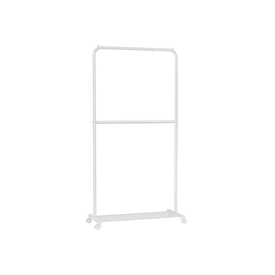 Clothes Rack Double Rod Rolling Garment Rack 35.8in Wide – product view 1 | Stanwick Interiors
