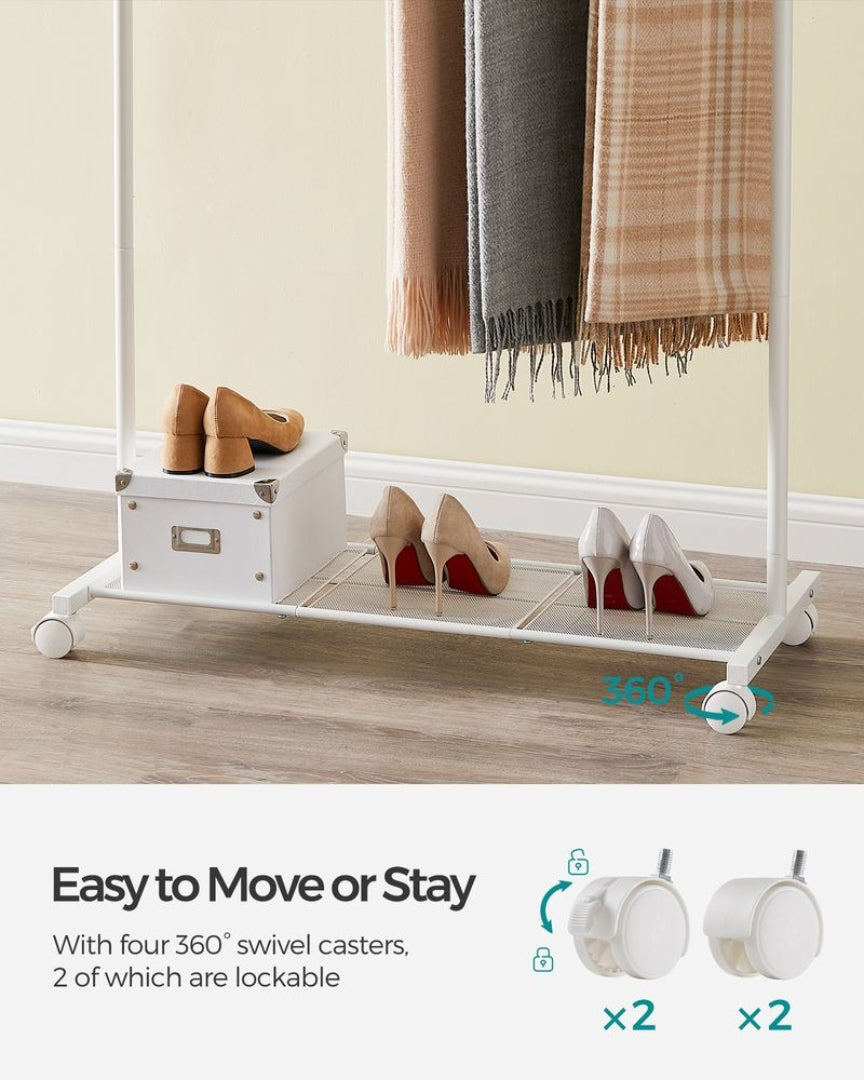 Clothes Rack Double Rod Rolling Garment Rack 35.8in Wide – product view 7 | Stanwick Interiors