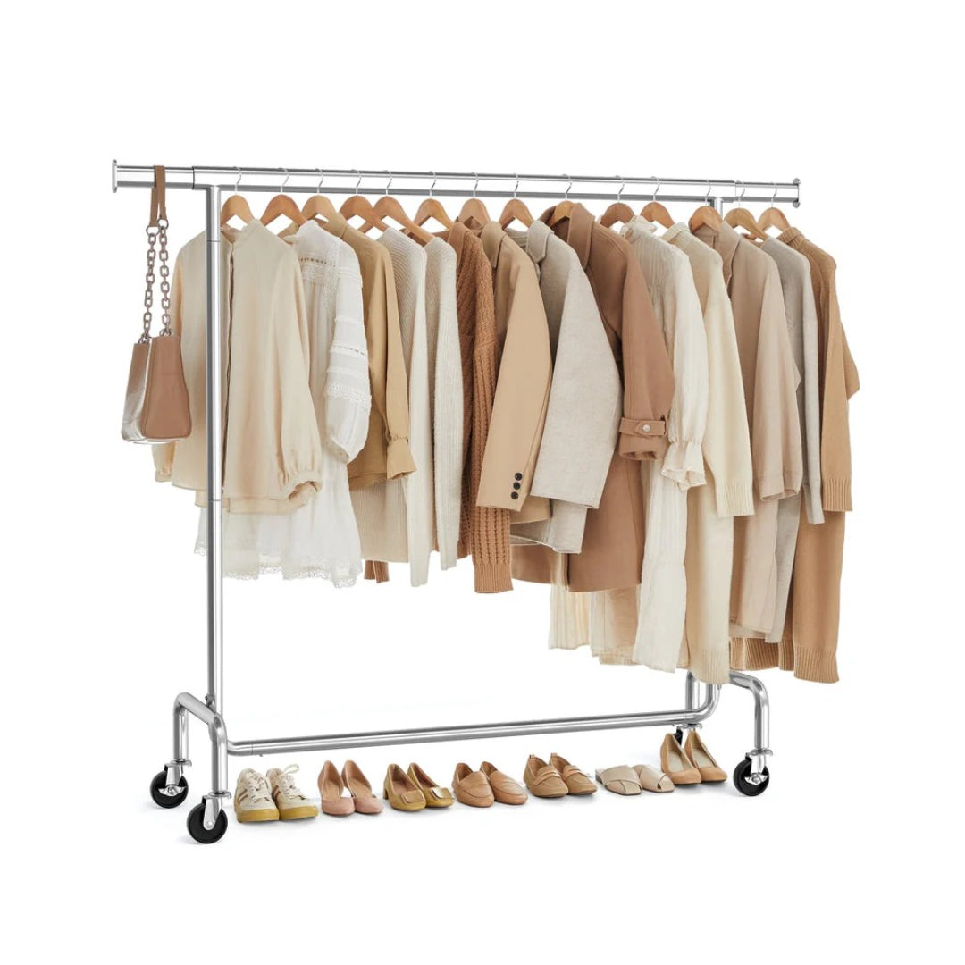 Clothes Rack Heavy Duty Rolling Garment Rack 43.3-59.1in Wide – product view 1 | Stanwick Interiors