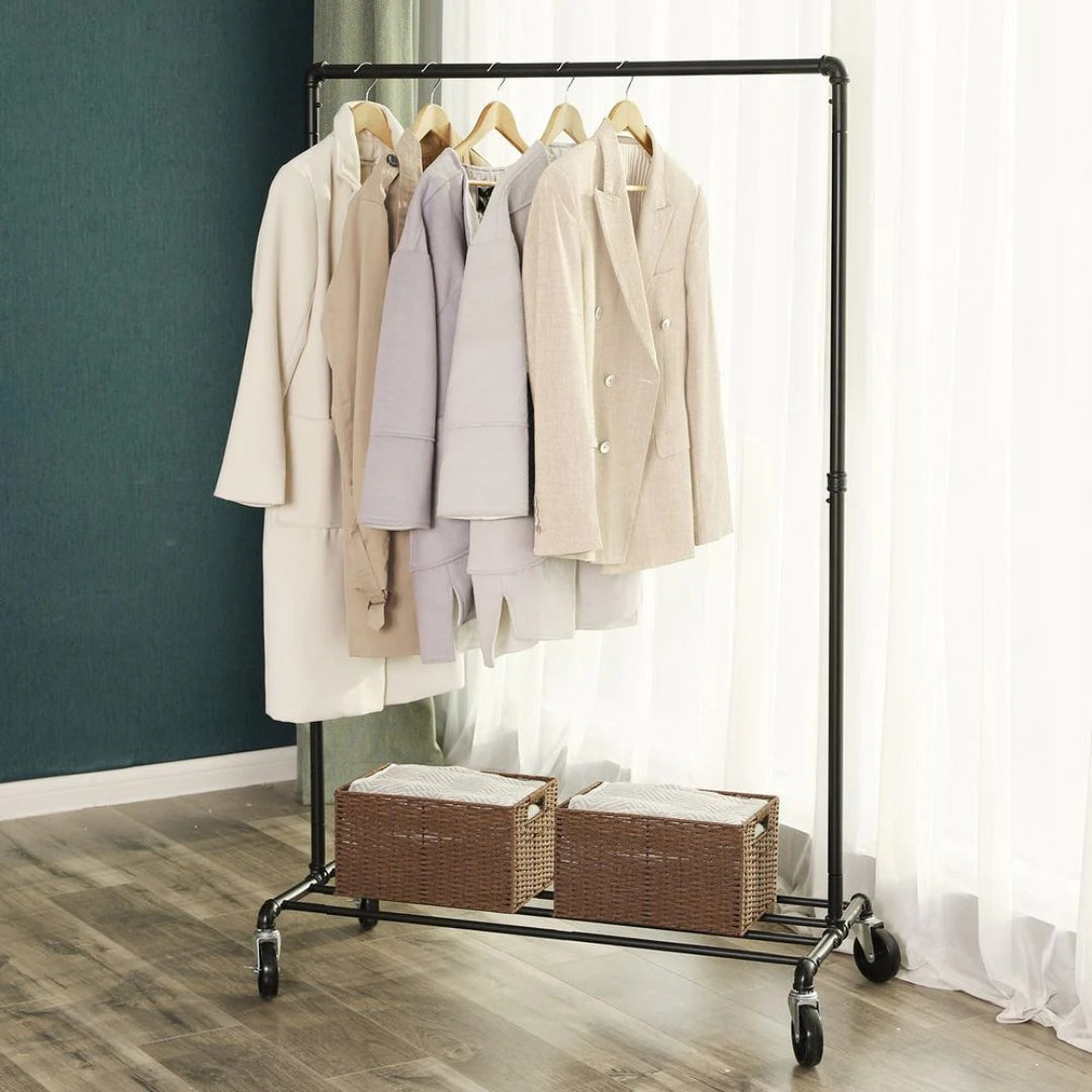 Clothes Rack Heavy Duty Rolling Garment Rack With Shelf 39.4in – product view 3 | Stanwick Interiors
