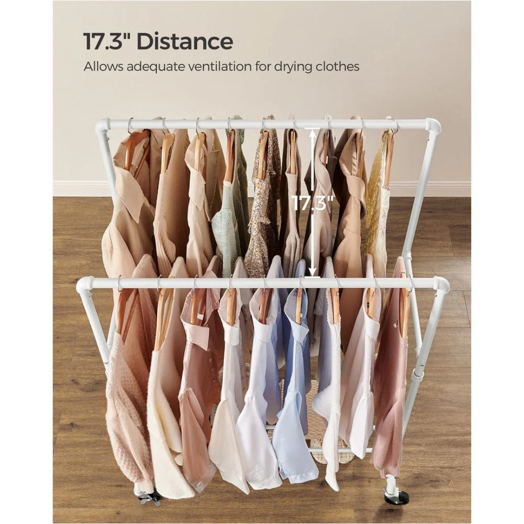 Clothing Rack With Shelf Heavy Duty Rolling Garment Rack 39.4in – product view 6 | Stanwick Interiors