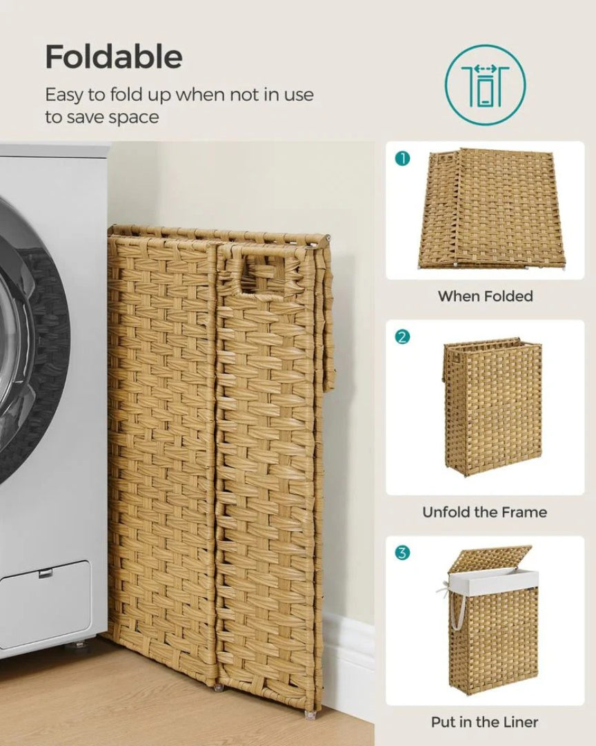 Slim Laundry Hamper With Lid 14.5 Gallon Rattan Basket – product view 7 | Stanwick Interiors